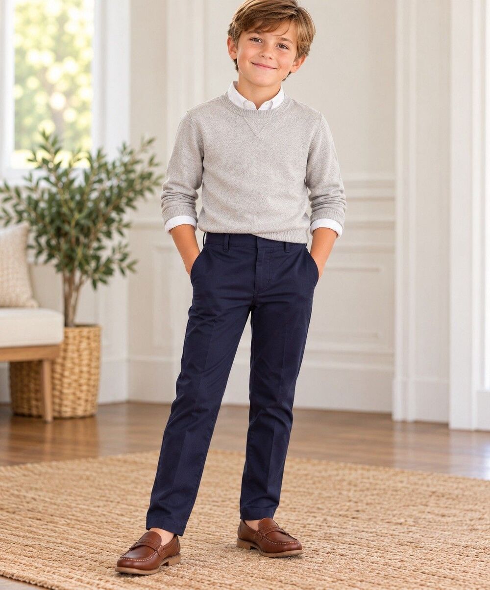 J Crew Crewcuts Thompson Flex Chino Boys Size 8 Navy Pants Stretch Pristine